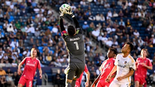 St. Louis CITY SC goalkeeper Roman Bürki (1) leaps to make a save against LA Galaxy during the second half at Dignity Health Sports Park on March 9, 2025, in Carson, California. St. Louis CITY SC goalkeeper Roman Bürki (1) leaps to make a save against LA Galaxy during the second half at Dignity Health Sports Park on March 9, 2025, in Carson, California.